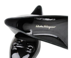 Salvatore Ferragamo Patent Leather Ballet Flats | Black -Lux Lair Store 0680094 broni 5.5c 7