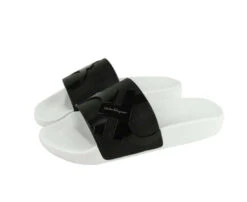 Salvatore Ferragamo Men's Dante Black / White Rubber Slide Sandal -Lux Lair Store 0682459 nero 7m 4