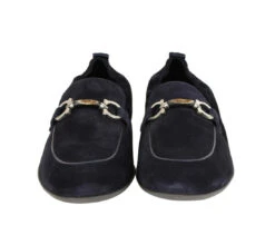 Salvatore Ferragamo Men's Celso Dark Blue Suede Stretch Horsebit Loafer 0689525 -Lux Lair Store 0689525 celso 7eee 3