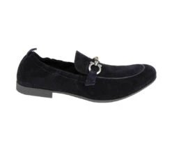 Salvatore Ferragamo Men's Celso Dark Blue Suede Stretch Horsebit Loafer 0689525 -Lux Lair Store 0689525 celso 7eee 6