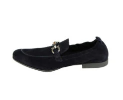 Salvatore Ferragamo Men's Celso Dark Blue Suede Stretch Horsebit Loafer 0689525 -Lux Lair Store 0689525 celso 7eee 7