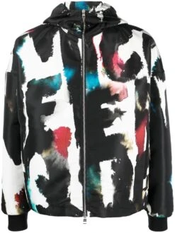 Alexander Mcqueen Men's Graffiti-Print Hooded Windbreaker