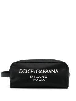 Dolce & Gabbana Men's Nylon Toiletry Bag With Rubberized Logo