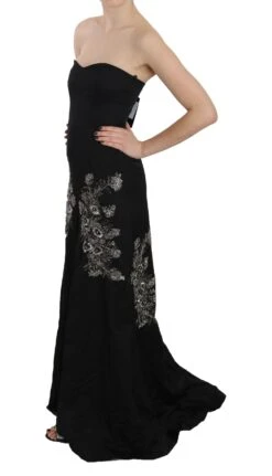 John Richmond Black Sequined Flare Ball Gown Women's Dress 8 John Richmond Black Sequined Flare Ball Gown Women's Dress -Lux Lair Store 1154312
