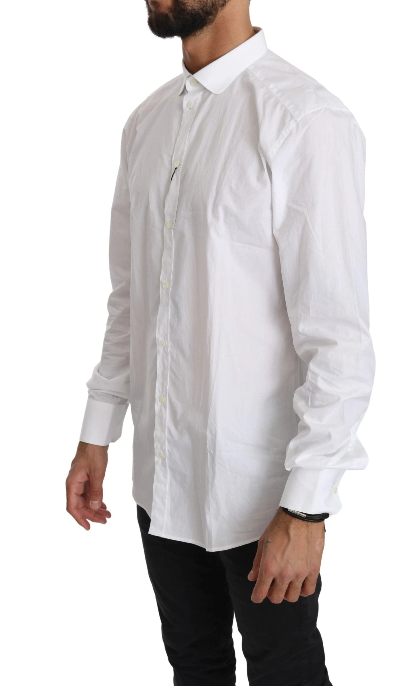 Dolce & Gabbana White Cotton Long Sleeve Top Men's Shirt 4 Dolce & Gabbana White Cotton Long Sleeve Top Men's Shirt - Image 2