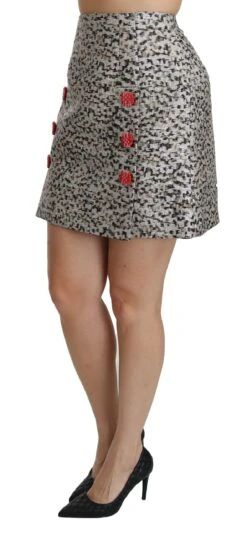 Dolce & Gabbana Silver Pattern A-line High Waist Women's Skirt -Lux Lair Store 1198703