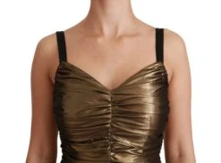 Dolce & Gabbana Gold Metallic Stretch Bodycon Ruched Women's Dress 12 Dolce & Gabbana Gold Metallic Stretch Bodycon Ruched Women's Dress -Lux Lair Store 1259240