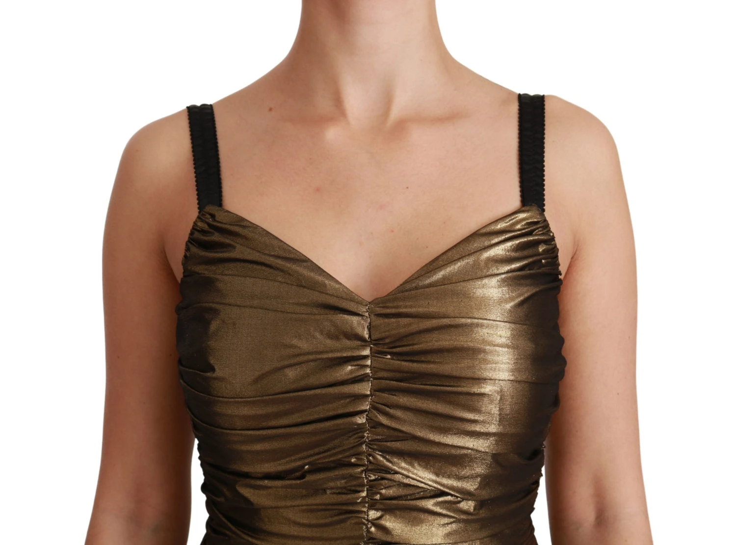 Dolce & Gabbana Gold Metallic Stretch Bodycon Ruched Women's Dress 7 Dolce & Gabbana Gold Metallic Stretch Bodycon Ruched Women's Dress - Image 5
