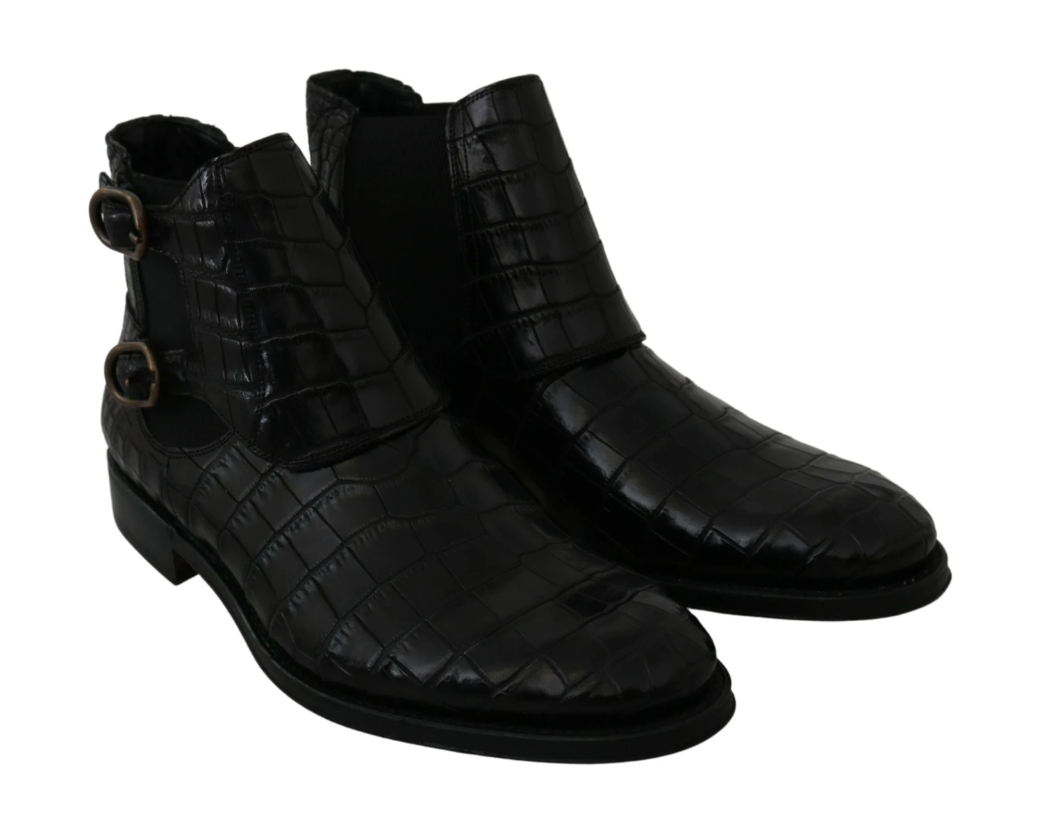 Dolce & Gabbana Black Crocodile Leather Derby Boots Men's Shoes 7 Dolce & Gabbana Black Crocodile Leather Derby Boots Men's Shoes - Image 5