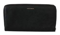 Dolce & Gabbana Black Mens Zipper Continental Purse 100% Leather Men's Wallet -Lux Lair Store 1271866