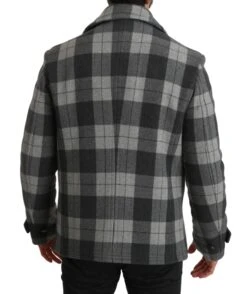 Dolce & Gabbana Gray Check Wool Cashmere Coat Men's Jacket 11 Dolce & Gabbana Gray Check Wool Cashmere Coat Men's Jacket -Lux Lair Store 1283456
