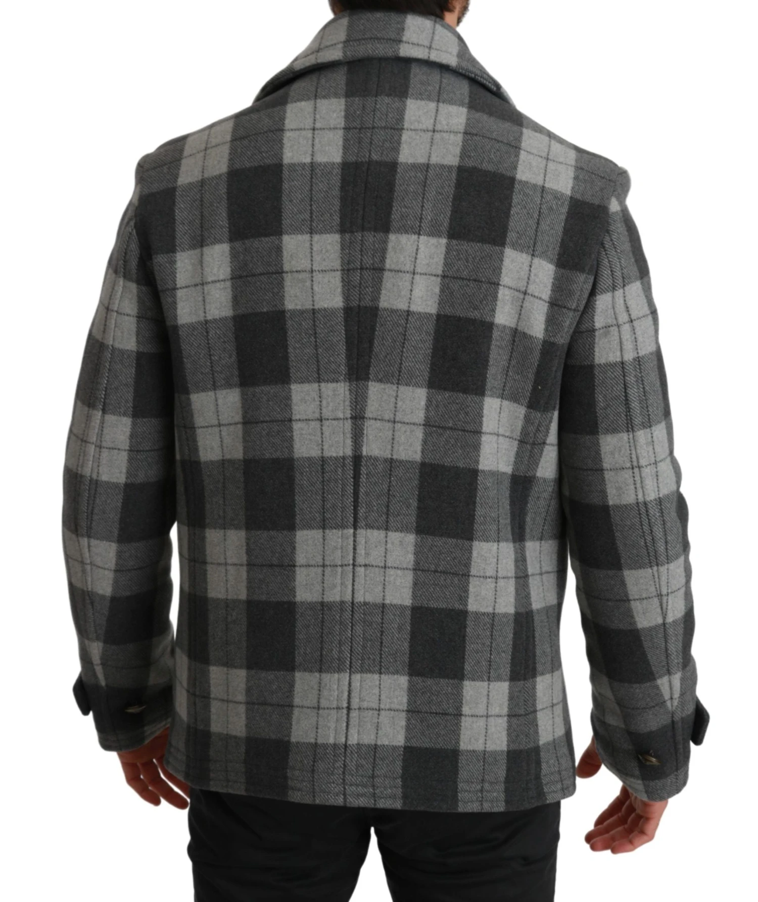 Dolce & Gabbana Gray Check Wool Cashmere Coat Men's Jacket 6 Dolce & Gabbana Gray Check Wool Cashmere Coat Men's Jacket - Image 4