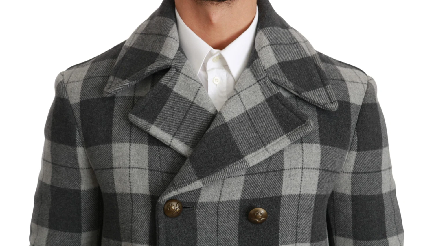 Dolce & Gabbana Gray Check Wool Cashmere Coat Men's Jacket 7 Dolce & Gabbana Gray Check Wool Cashmere Coat Men's Jacket - Image 5