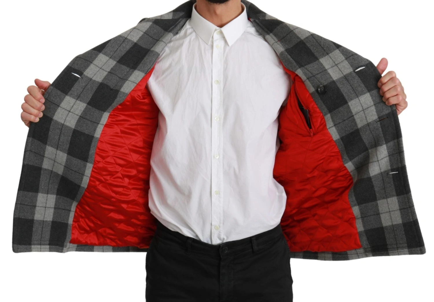 Dolce & Gabbana Gray Check Wool Cashmere Coat Men's Jacket 8 Dolce & Gabbana Gray Check Wool Cashmere Coat Men's Jacket - Image 6