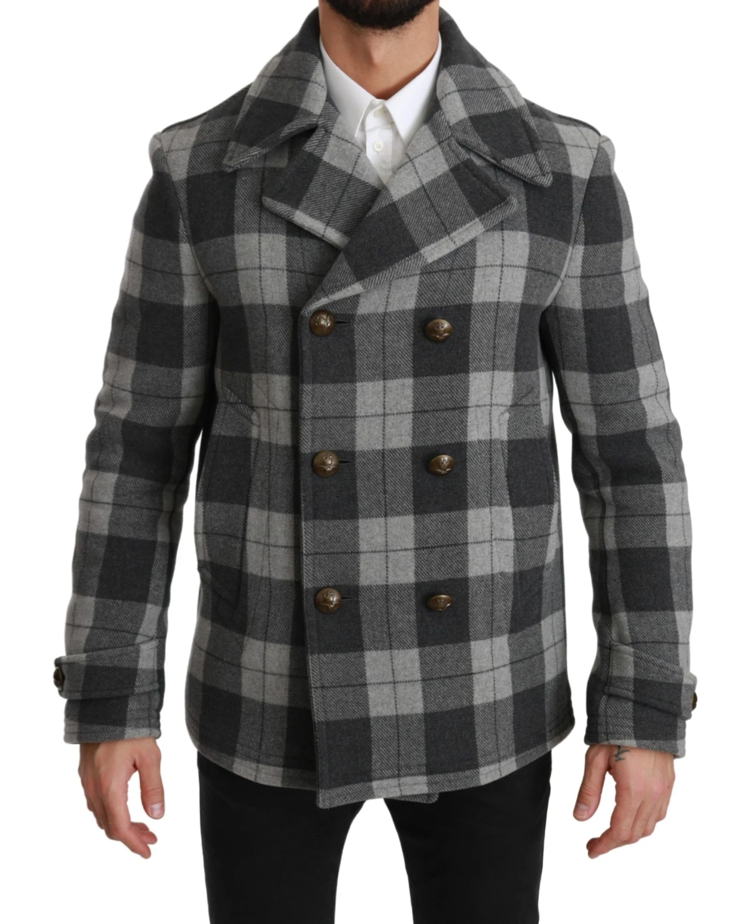 Dolce & Gabbana Gray Check Wool Cashmere Coat Men's Jacket 3 Dolce & Gabbana Gray Check Wool Cashmere Coat Men's Jacket