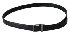 Dolce & Gabbana Black Exotic Skin Pattern Silver Buckle Men's Belt -Lux Lair Store 1309257
