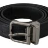 Dolce & Gabbana Black Exotic Skin Pattern Silver Buckle Men's Belt 1 Dolce & Gabbana Black Exotic Skin Pattern Silver Buckle Men's Belt -Lux Lair Store 1309258