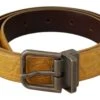 Dolce & Gabbana Yellow Exotic Skin Leather Grey Buckle Men's Belt 2 Dolce & Gabbana Yellow Exotic Skin Leather Grey Buckle Men's Belt -Lux Lair Store 1309321
