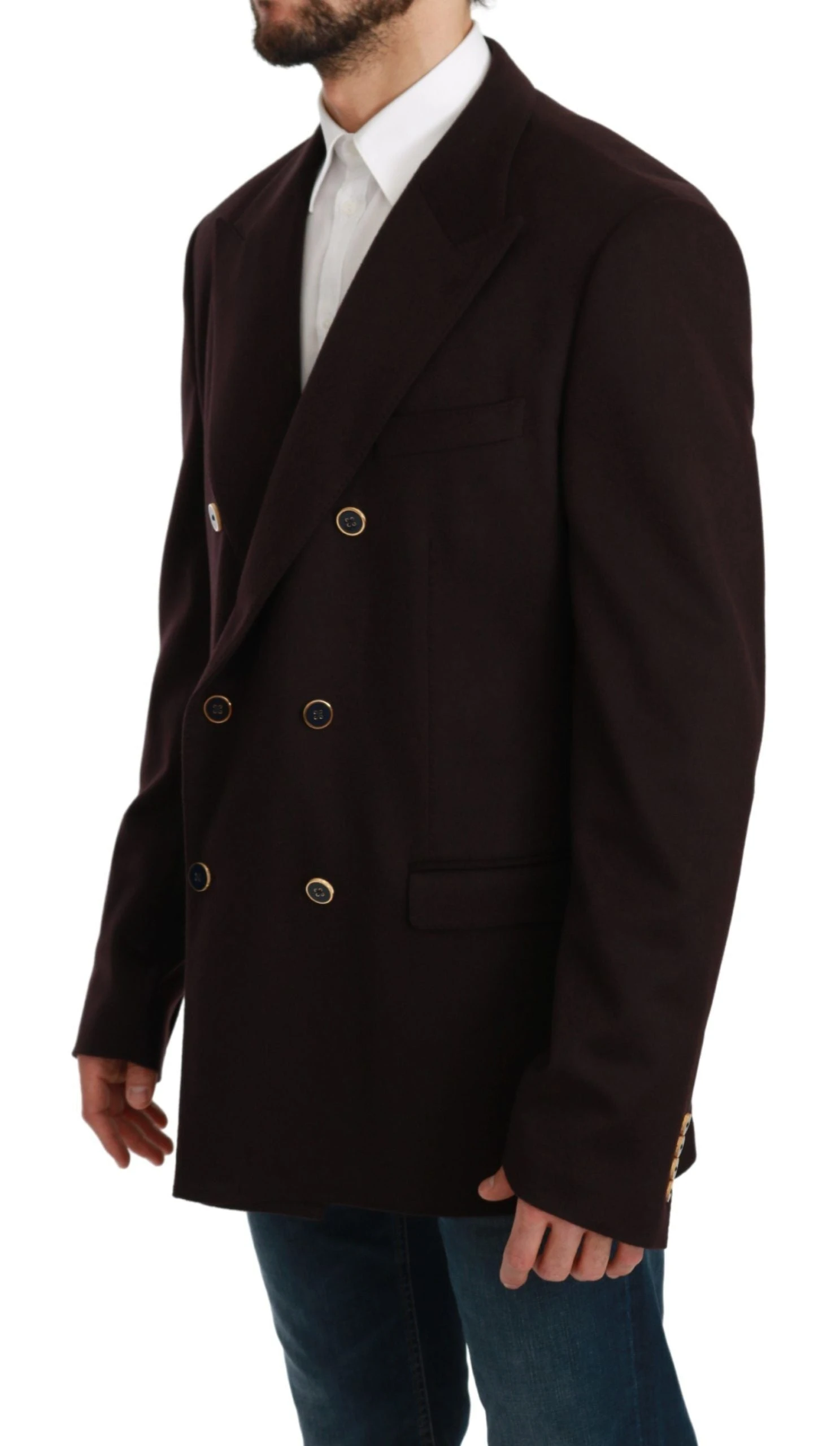 Dolce & Gabbana Bordeaux Cashmere Coat TAORMINA Men's Blazer 4 Dolce & Gabbana Bordeaux Cashmere Coat TAORMINA Men's Blazer - Image 2