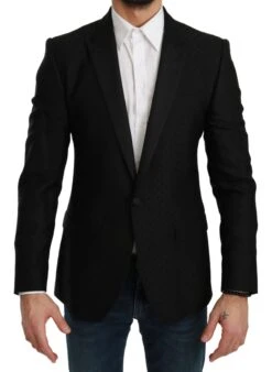 Dolce & Gabbana Black Slim Fit Coat Jacket MARTINI Men's Blazer