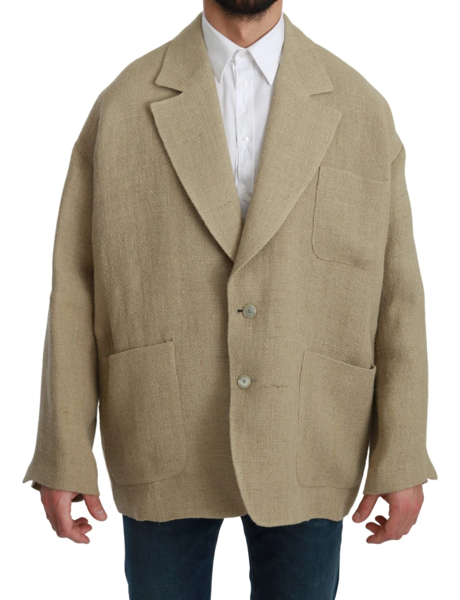 Dolce & Gabbana Beige Jacket Men's 100% Jute Blazer Men's Coat 3 Dolce & Gabbana Beige Jacket Men's 100% Jute Blazer Men's Coat