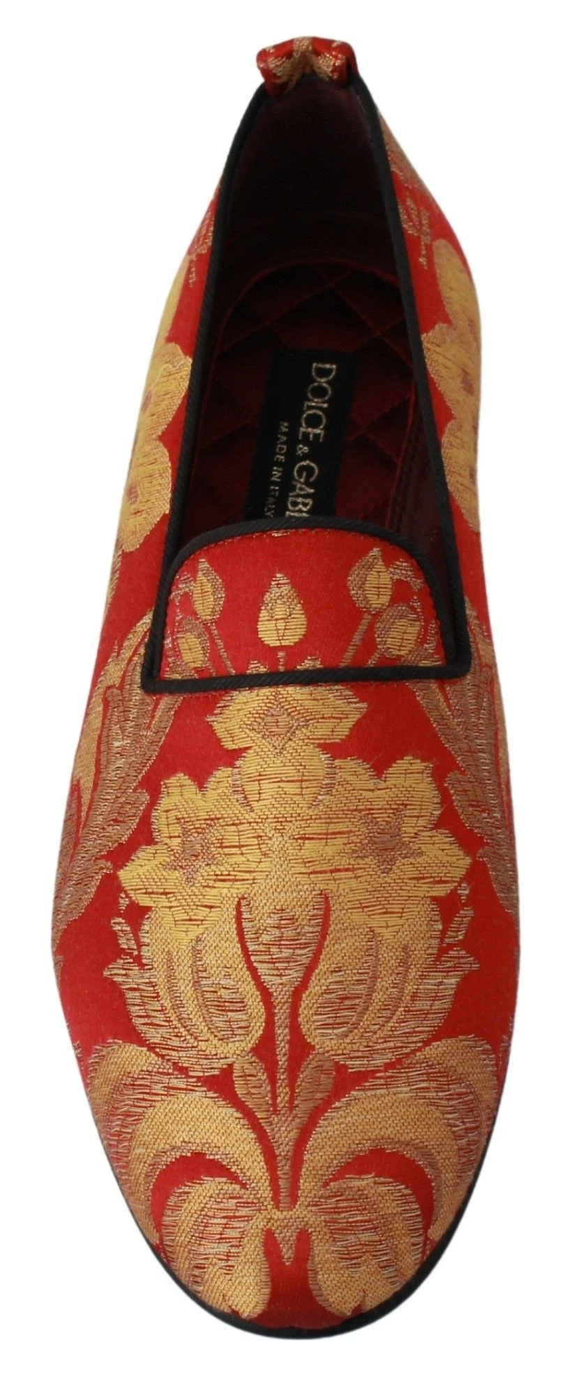 Dolce & Gabbana Red Gold Brocade Slippers Loafers Men's Shoes 4 Dolce & Gabbana Red Gold Brocade Slippers Loafers Men's Shoes - Image 2