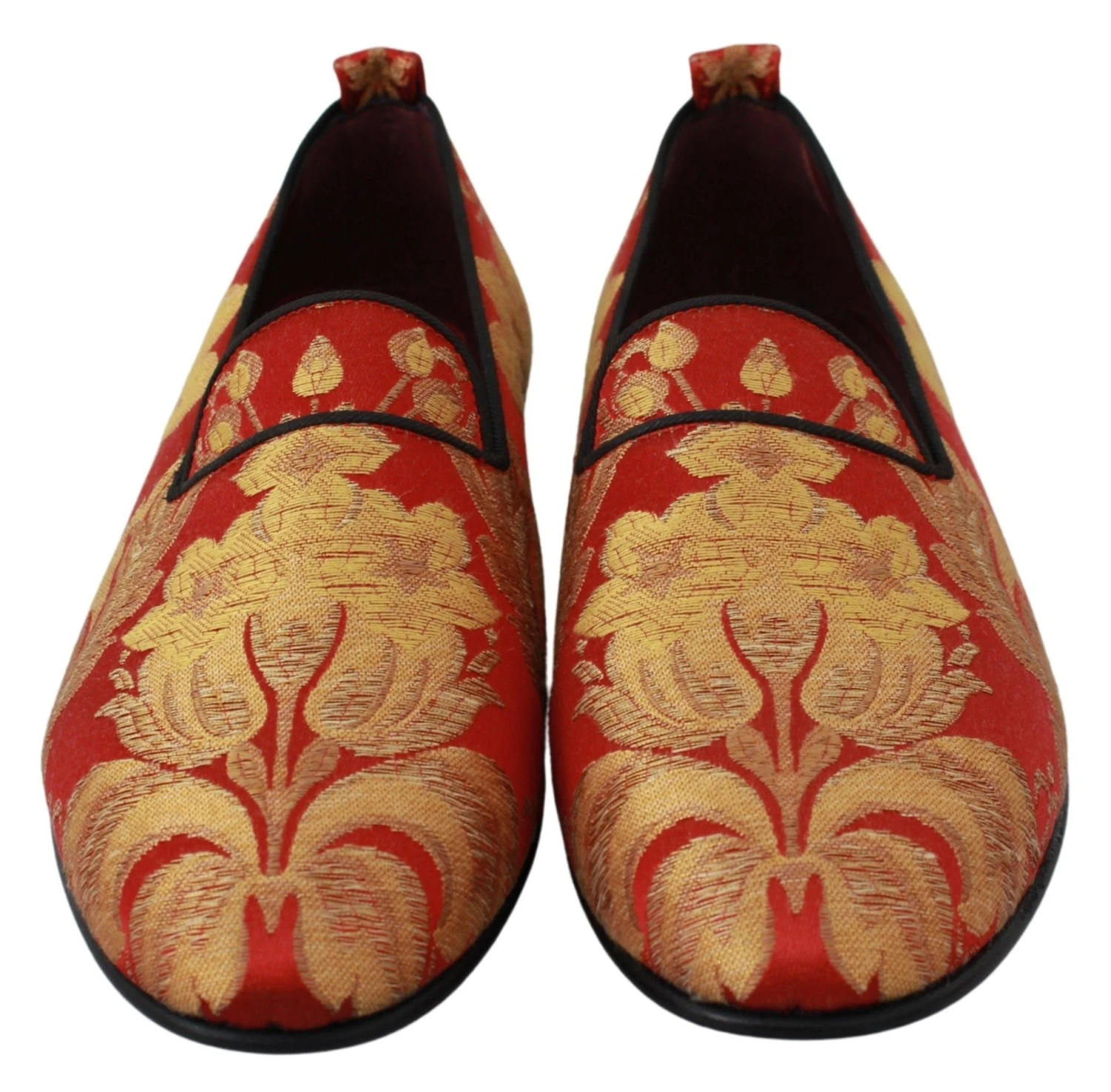 Dolce & Gabbana Red Gold Brocade Slippers Loafers Men's Shoes 5 Dolce & Gabbana Red Gold Brocade Slippers Loafers Men's Shoes - Image 3