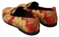 Dolce & Gabbana Red Gold Brocade Slippers Loafers Men's Shoes 12 Dolce & Gabbana Red Gold Brocade Slippers Loafers Men's Shoes -Lux Lair Store 1314125