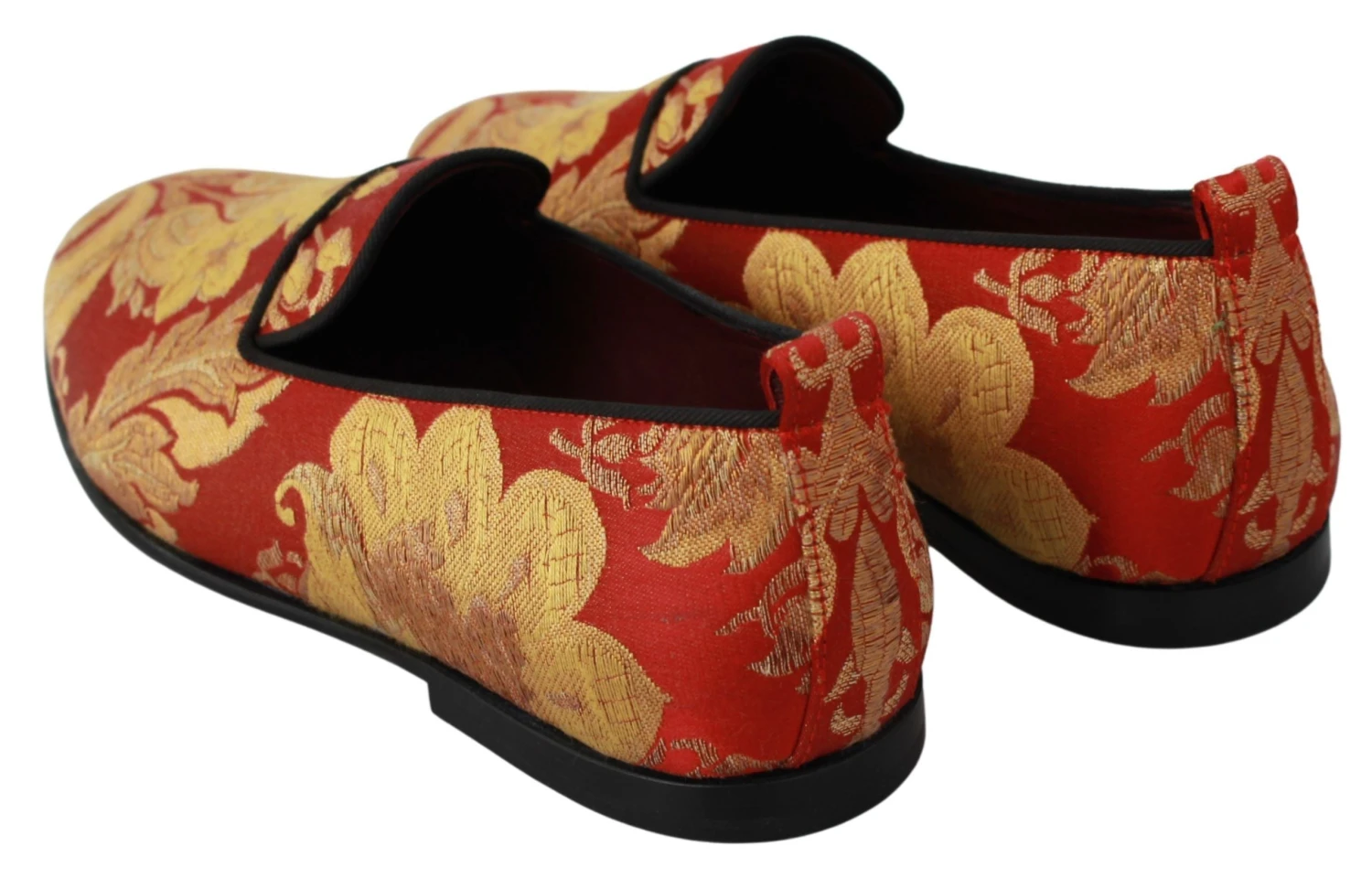 Dolce & Gabbana Red Gold Brocade Slippers Loafers Men's Shoes 7 Dolce & Gabbana Red Gold Brocade Slippers Loafers Men's Shoes - Image 5