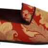 Dolce & Gabbana Red Gold Brocade Slippers Loafers Men's Shoes