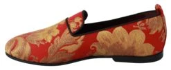 Dolce & Gabbana Red Gold Brocade Slippers Loafers Men's Shoes 13 Dolce & Gabbana Red Gold Brocade Slippers Loafers Men's Shoes -Lux Lair Store 1314127