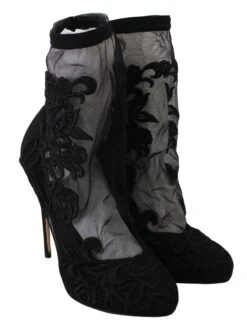 Dolce & Gabbana Black Roses Stilettos Booties Socks Women's Shoes 12 Dolce & Gabbana Black Roses Stilettos Booties Socks Women's Shoes -Lux Lair Store 1374283