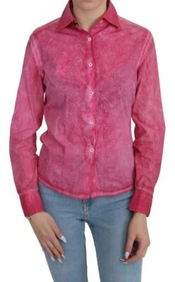 Ermanno Scervino Pink Collared Long Sleeve Shirt Blouse Women's Top