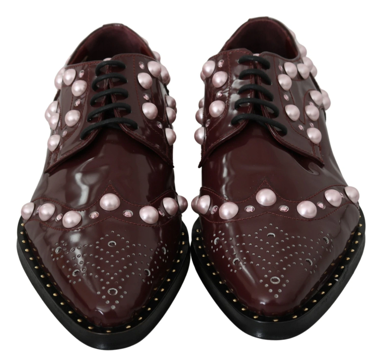 Dolce & Gabbana Bordeaux Leather Crystal Pearls Formal Women's Shoes 5 Dolce & Gabbana Bordeaux Leather Crystal Pearls Formal Women's Shoes - Image 3