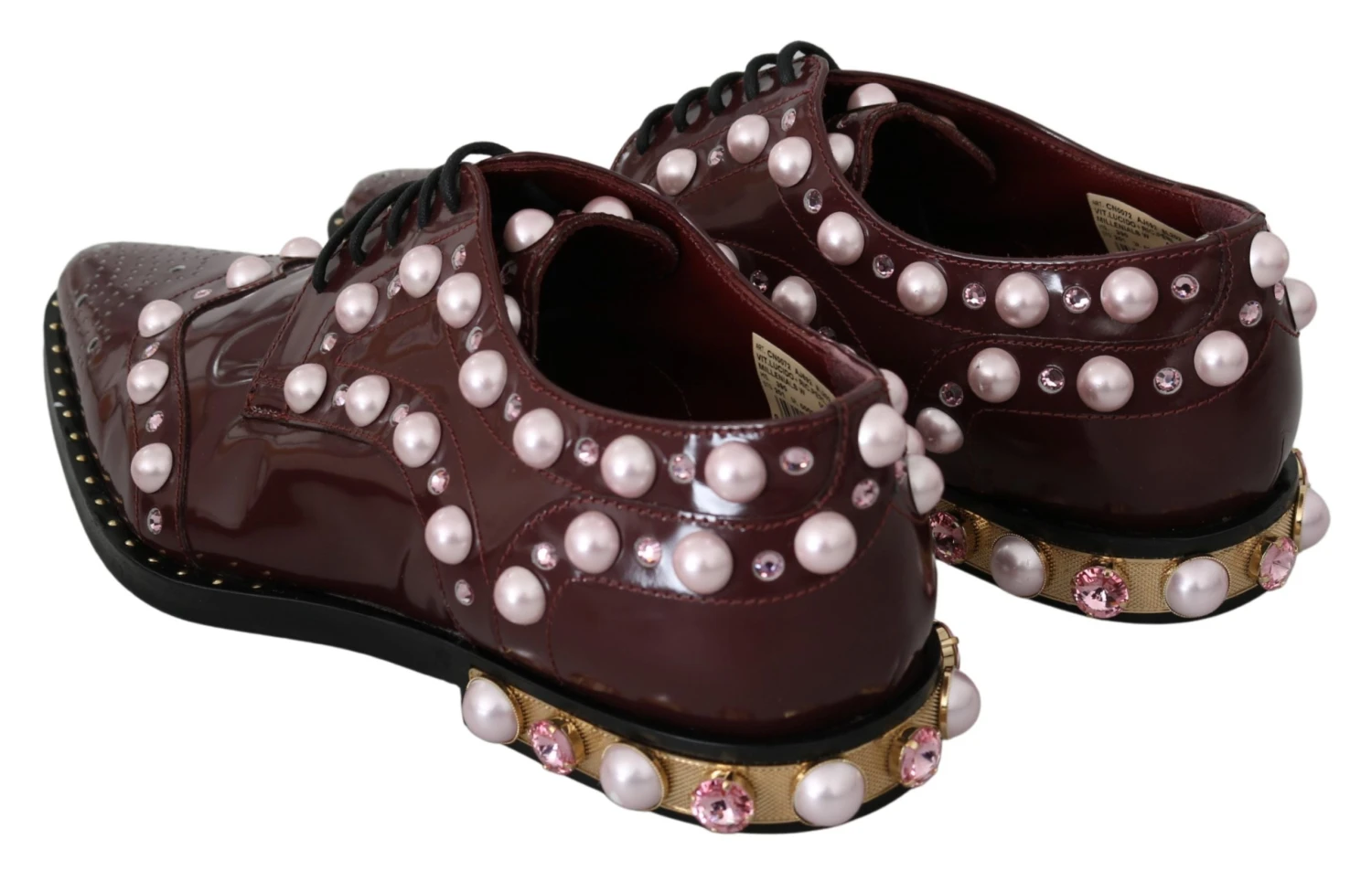 Dolce & Gabbana Bordeaux Leather Crystal Pearls Formal Women's Shoes 7 Dolce & Gabbana Bordeaux Leather Crystal Pearls Formal Women's Shoes - Image 5