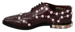 Dolce & Gabbana Bordeaux Leather Crystal Pearls Formal Women's Shoes 13 Dolce & Gabbana Bordeaux Leather Crystal Pearls Formal Women's Shoes -Lux Lair Store 1423488