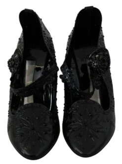 Dolce & Gabbana Black Floral Crystal CINDERELLA Heels Women's Shoes -Lux Lair Store 1431622