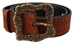 Dolce & Gabbana Brown Suede Leather Studded Baroque Men's Belt -Lux Lair Store 1434639