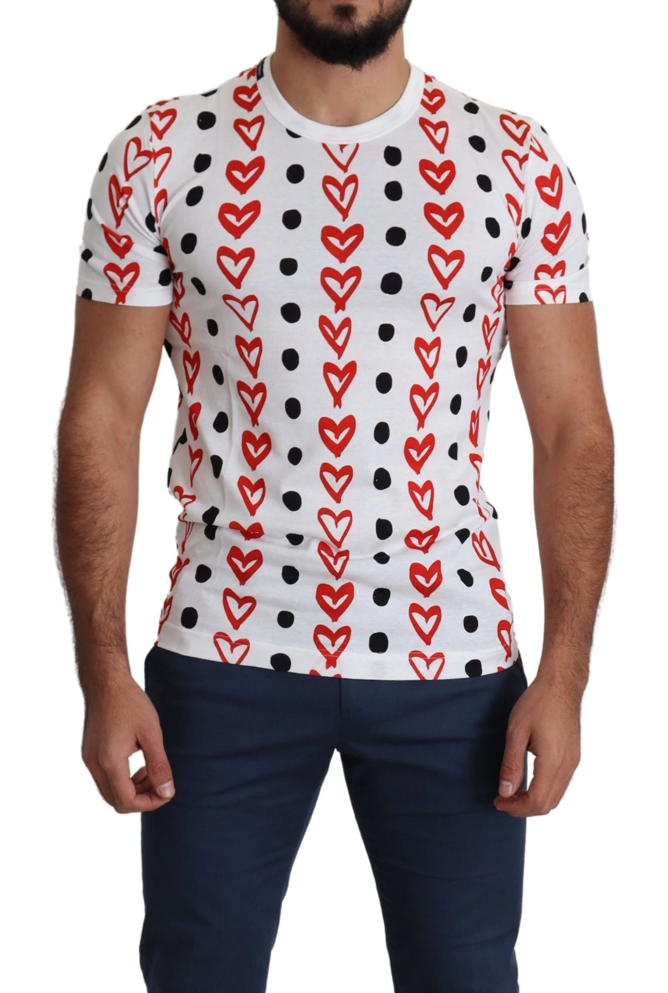 Dolce & Gabbana White Hearts Print Cotton Men Top Men's T-shirt 3 Dolce & Gabbana White Hearts Print Cotton Men Top Men's T-shirt