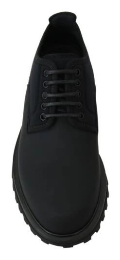 Dolce & Gabbana Black Rubberized Calfskin Chunky Derby Vulcano Men's Shoes 10 Dolce & Gabbana Black Rubberized Calfskin Chunky Derby Vulcano Men's Shoes -Lux Lair Store 1461113