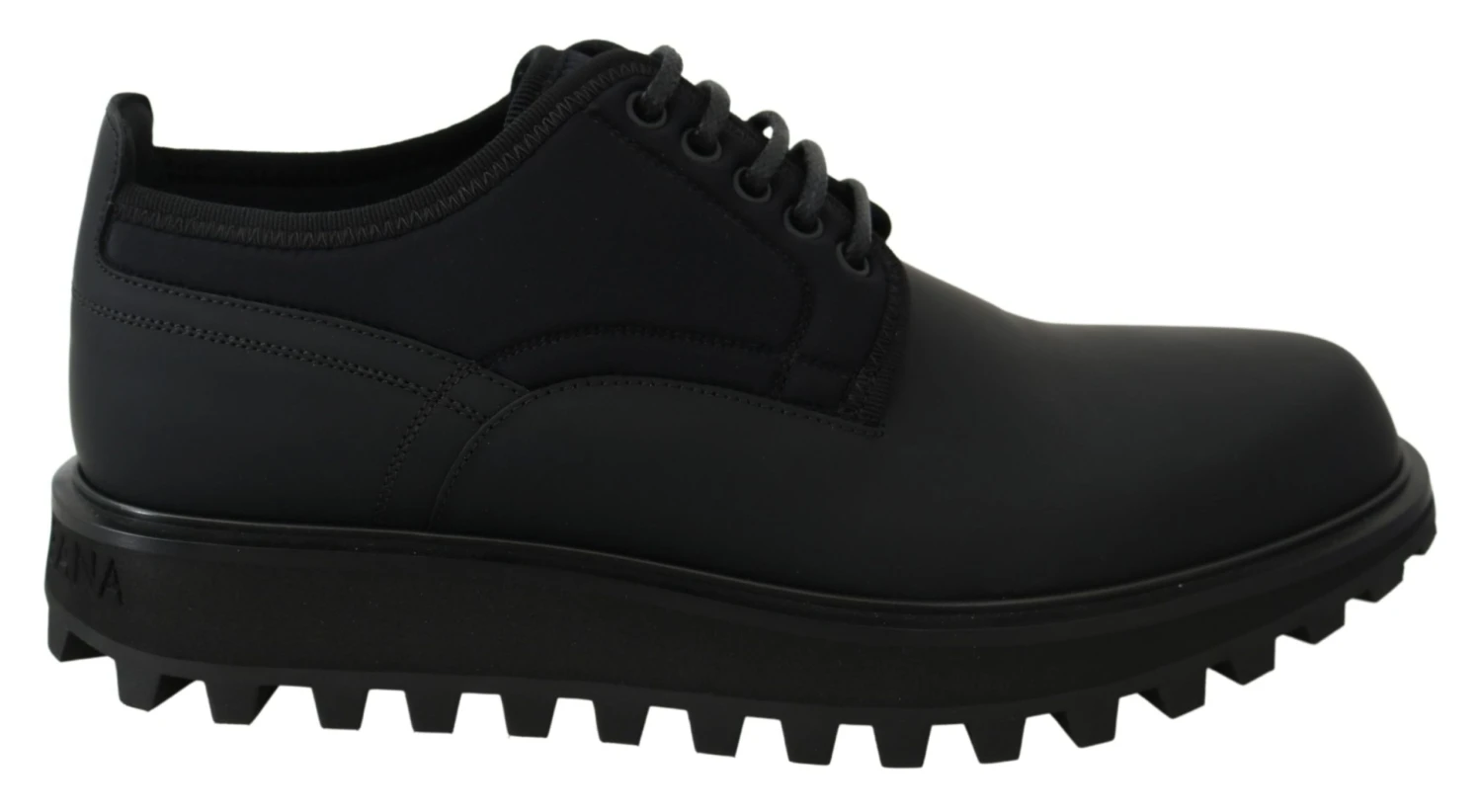 Dolce & Gabbana Black Rubberized Calfskin Chunky Derby Vulcano Men's Shoes 3 Dolce & Gabbana Black Rubberized Calfskin Chunky Derby Vulcano Men's Shoes