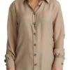 Dolce & Gabbana Beige Silk Shirt Decorative Buttons Women's Top 1 Dolce & Gabbana Beige Silk Shirt Decorative Buttons Women's Top -Lux Lair Store 1475929