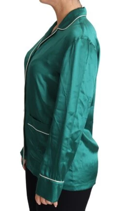 Dolce & Gabbana Green Pyjama Blouse Silk Lounge Sleepwear Women's Top -Lux Lair Store 1475956