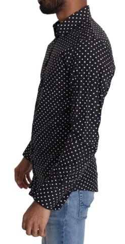 Dolce & Gabbana Black White Polka Dots Casual Men's Shirt 9 Dolce & Gabbana Black White Polka Dots Casual Men's Shirt -Lux Lair Store 1476554
