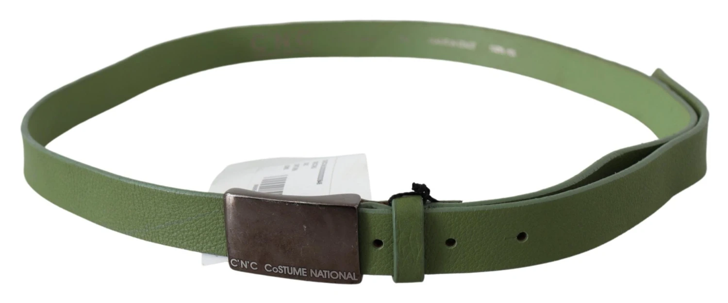 Costume National Green Leather Silver Buckle Waist Men Men's Belt 3 Costume National Green Leather Silver Buckle Waist Men Men's Belt