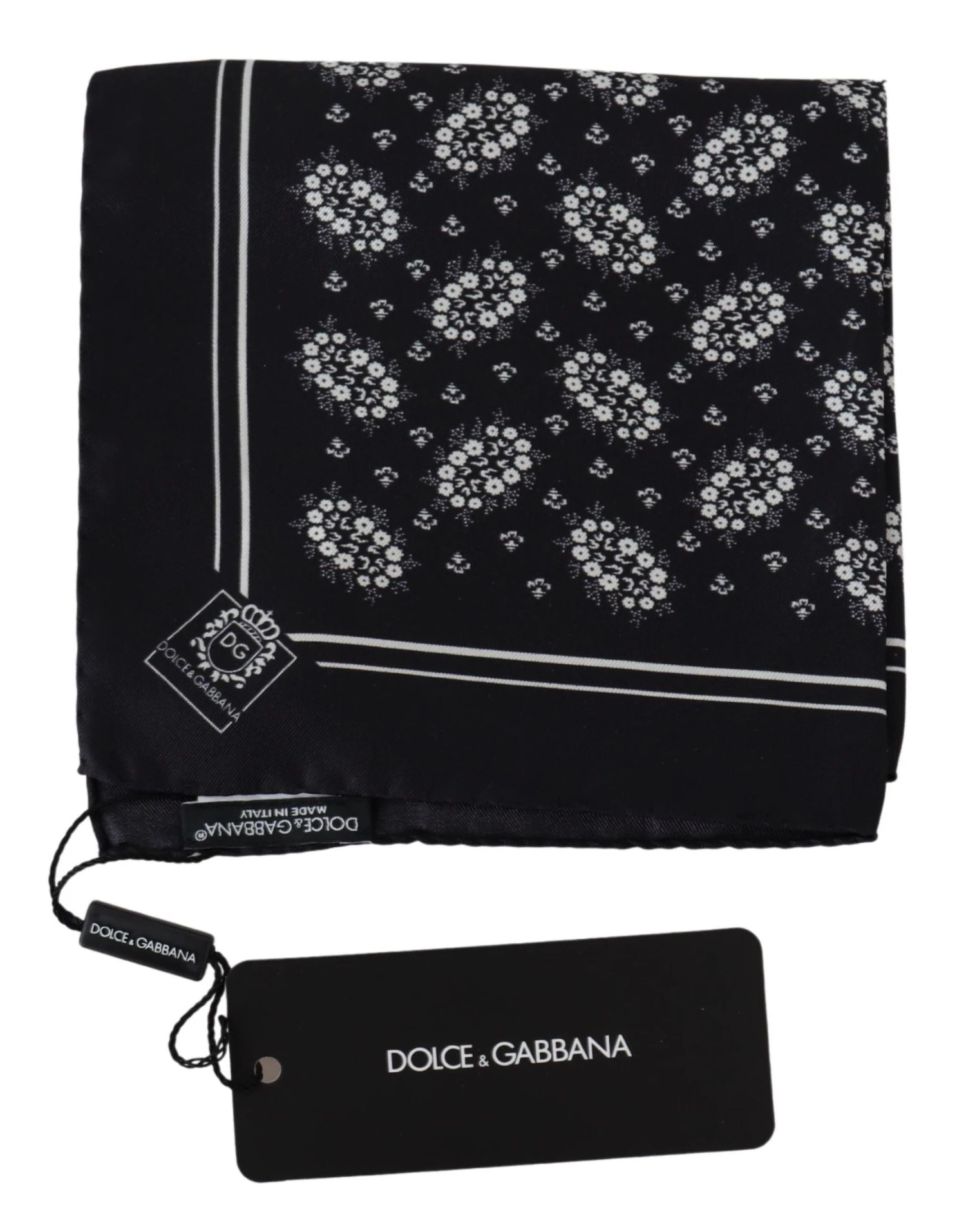 Dolce & Gabbana Black Patterned Square Scarf Silk Men's Handkerchief 4 Dolce & Gabbana Black Patterned Square Scarf Silk Men's Handkerchief - Image 2