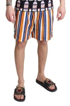 Dolce & Gabbana Multicolor Striped Beachwear Men's Swimshorts -Lux Lair Store 1494490