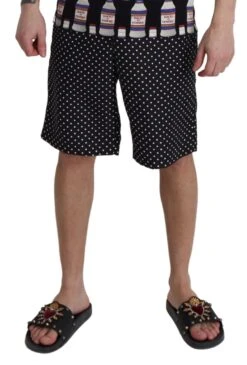 Dolce & Gabbana Black Polka Dots Beachwear Shorts Men's Swimwear -Lux Lair Store 1494589