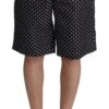 Dolce & Gabbana Black Polka Dots Beachwear Shorts Men's Swimwear