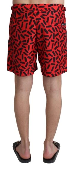 Dolce & Gabbana Red Patterned Beachwear Shorts Men's Swimwear -Lux Lair Store 1494603